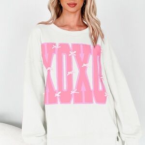 Pink XOXO Sequin Graphic Sweatshirt Oversized